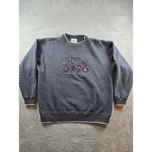 Vintage Golf Sweatshirt Mens XL Gray Crewneck Fleece Fits Short Flag Pin Club